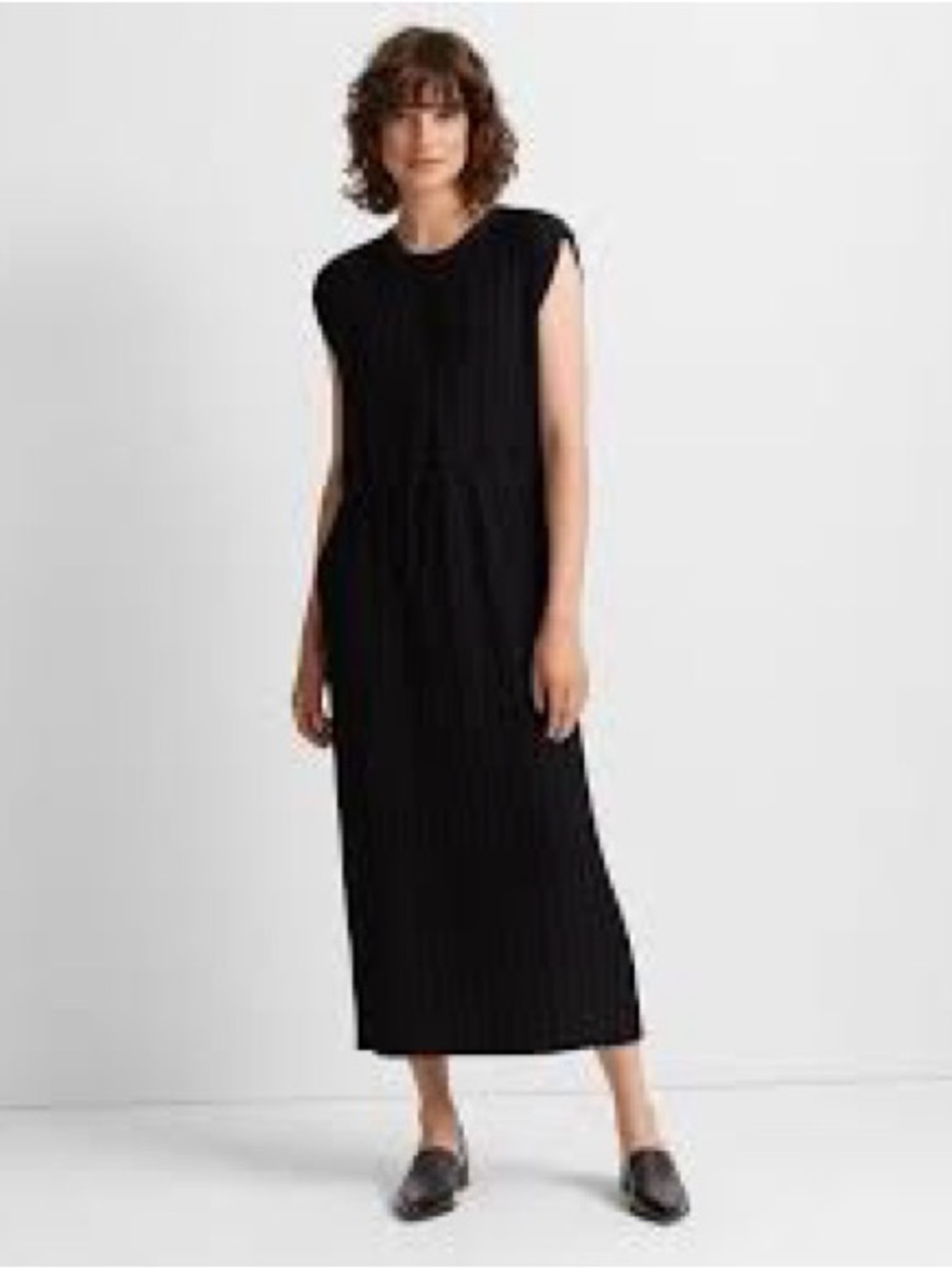 Club Monaco Pleated Woven Drawstring Waist Maxi Dress.